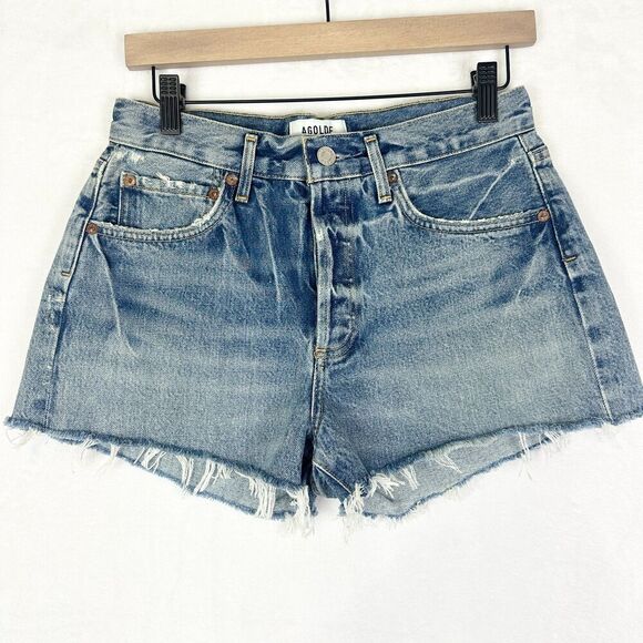 Agolde Parker Cut Off Short Size 26 Organic Cotton Button Fly High Rise Rigid - Picture 2 of 6